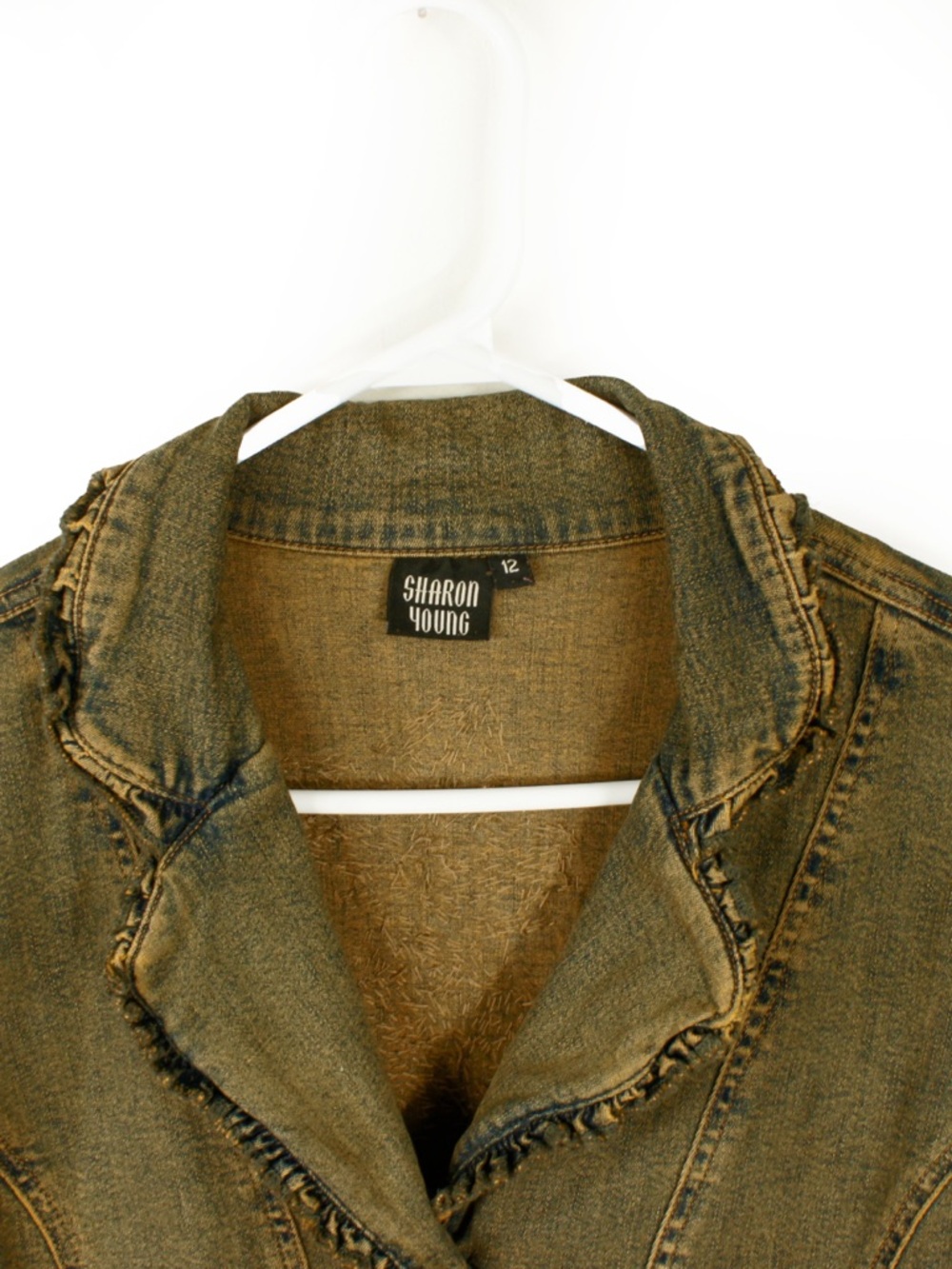 Vintage 2000s Y2K Floral Leaf Beaded Embroidered Flare Sleeve Demin Jean Jacket - Picture 8 of 9